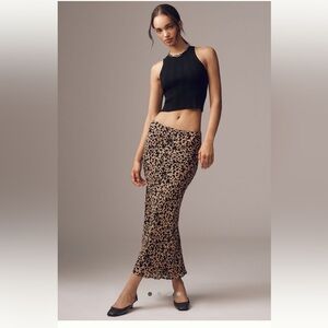 Reformation Lyla slip style skirt brown animal print size 6